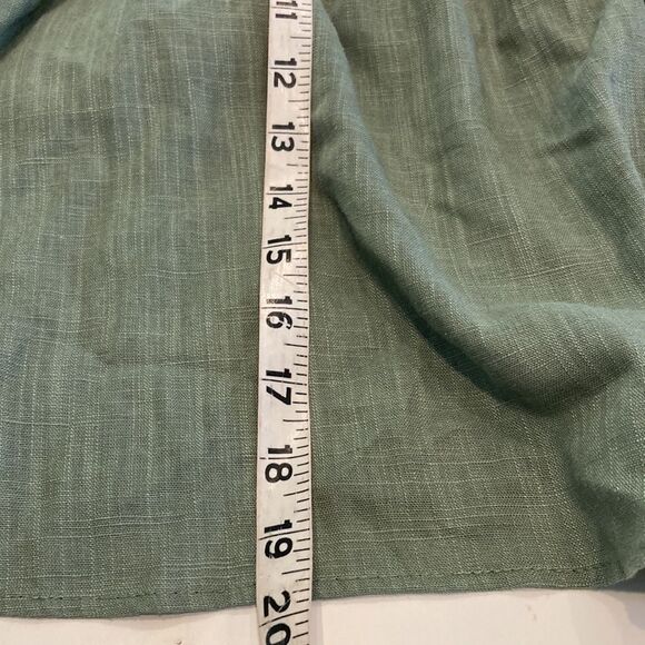 Crescent green linen blend one shoulder drawstring top S - Picture 6 of 10